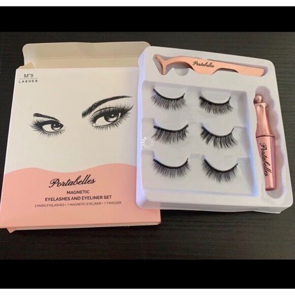 M2 Accessories - Magnetic Eyelashes Eyeliner Kit 3 Pair Easy Application Reusable Natural USA New